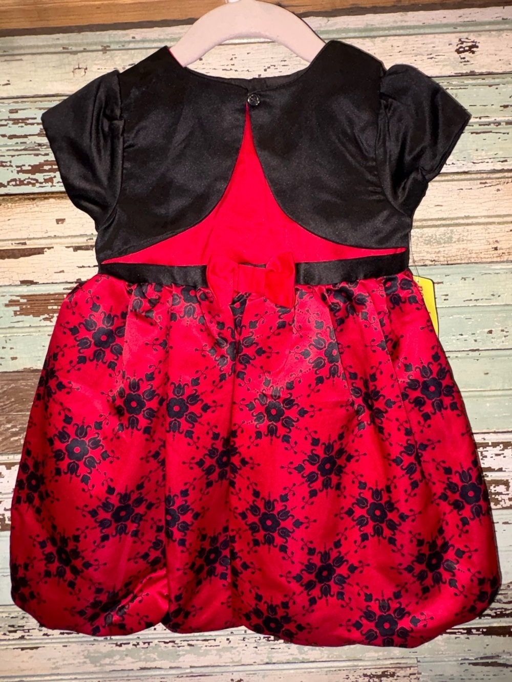 NEW Penelope Mack Red and Black Floral Bow Baby Dress